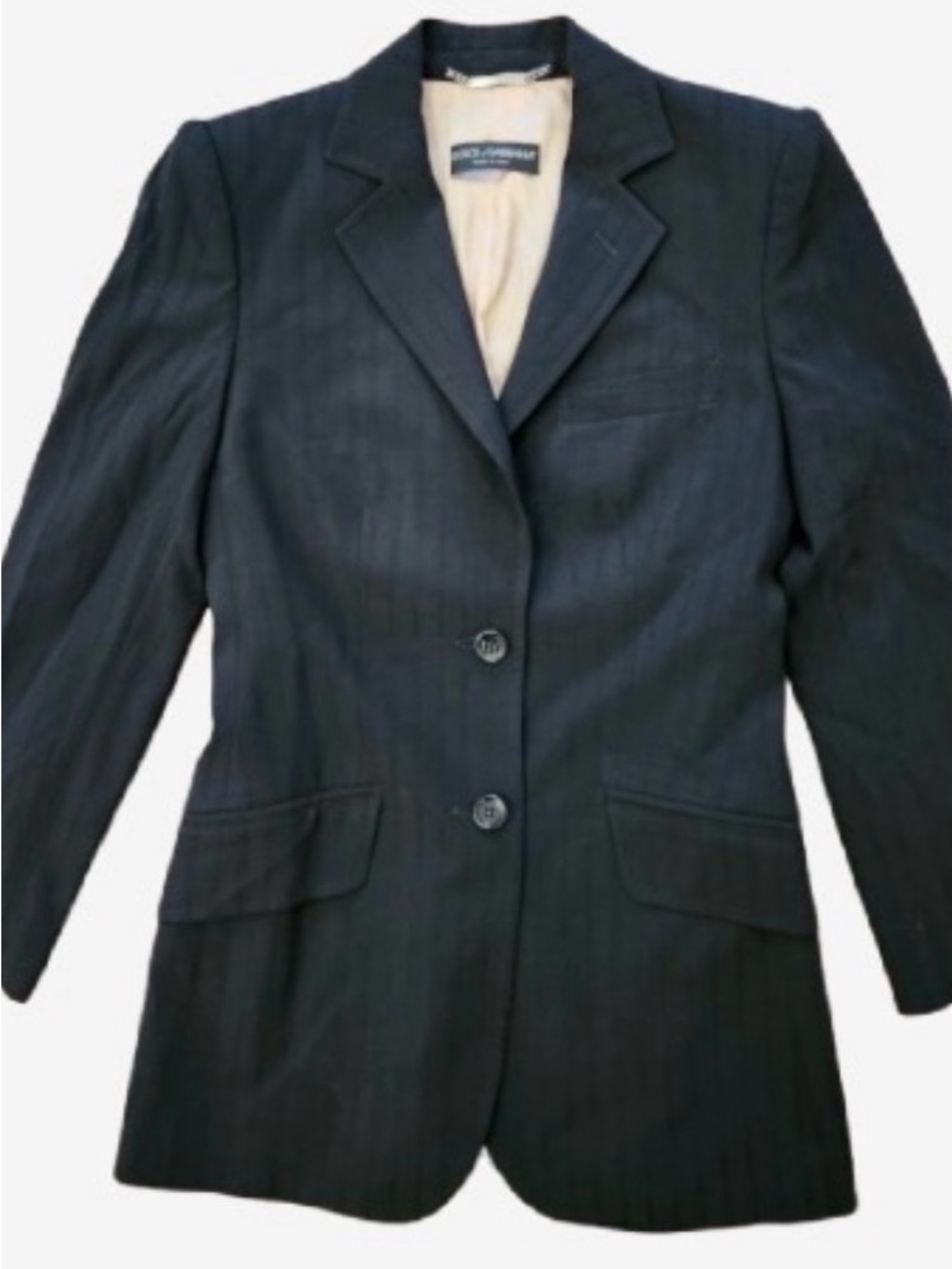 🛍️Dolce & Gabbana Authentic Black Pinstripe Wool Vintage Tailored Women's Blazer